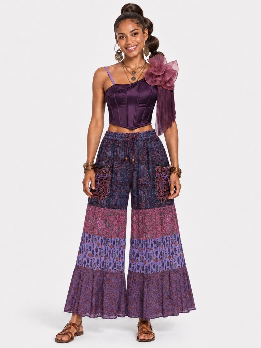 Hippie Forever Handmade Patchwork Palazzo Pants Womens SZ 1X Plus Dreamy Fairy